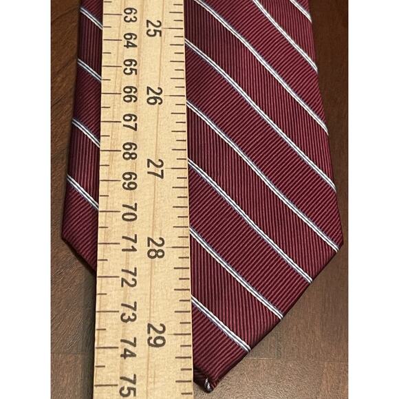 Jos. A. Bank Executive Collection Repp Hand Made Burgundy White Blue 100% Silk - Picture 5 of 9